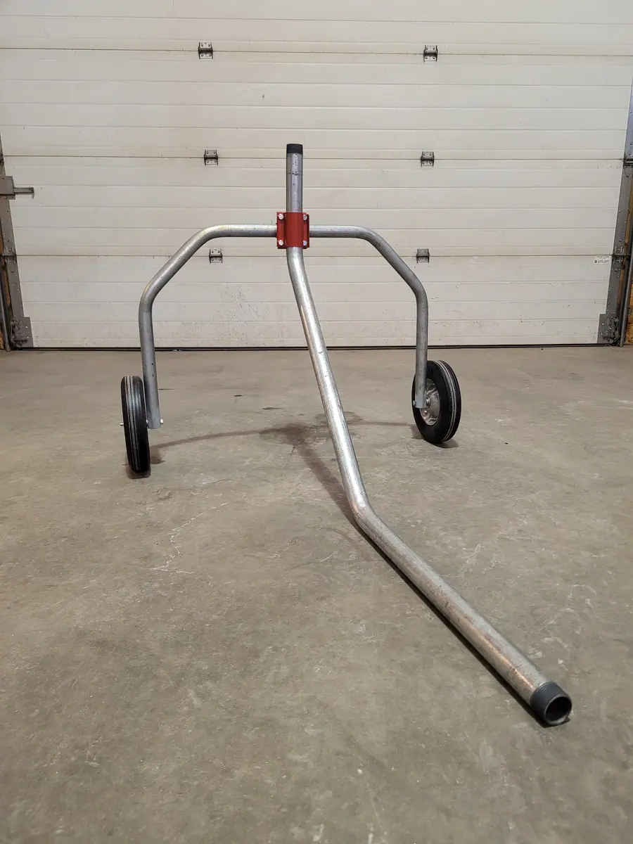 Sprinkler cart, side view, in the shop