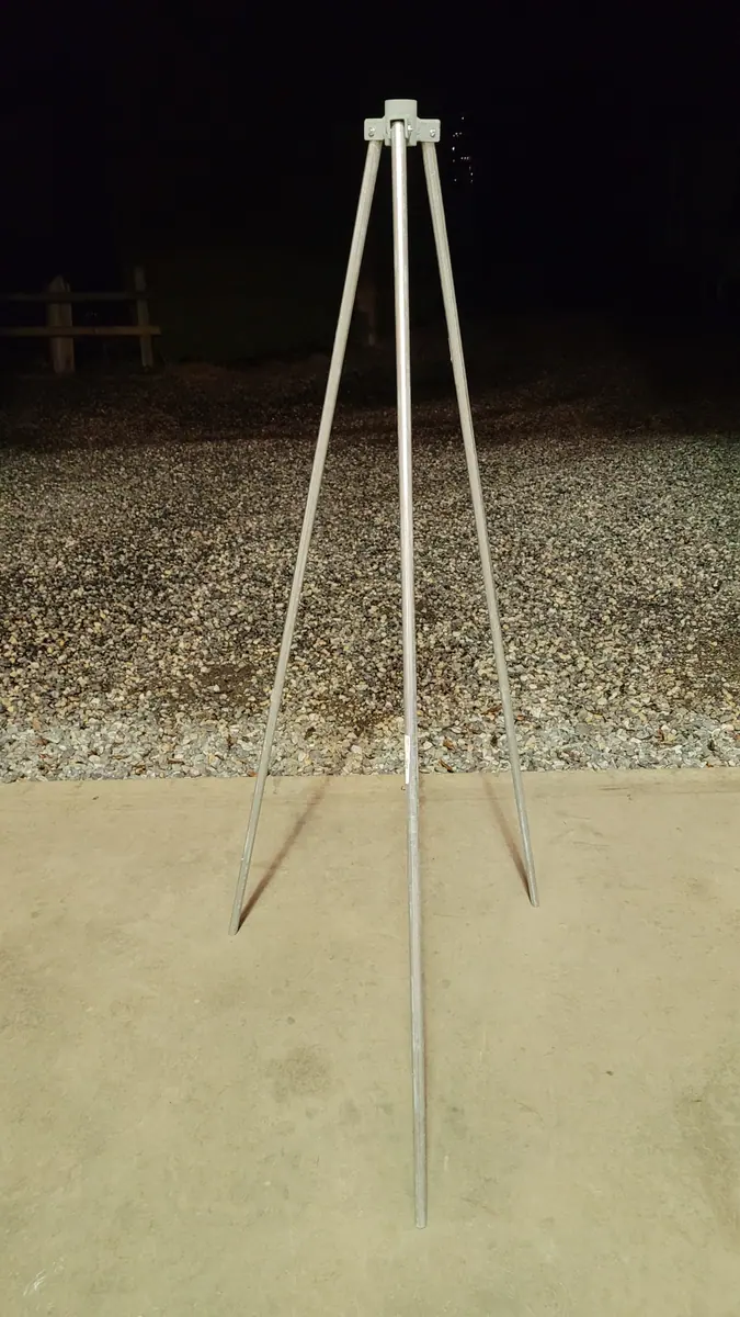 Galvanized tripod riser stand on the shop pad